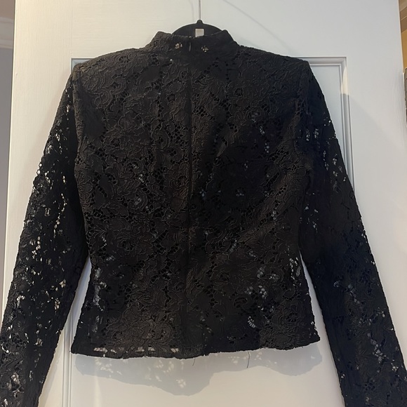 Zara Black Lace Zip Up Top - Picture 2 of 2